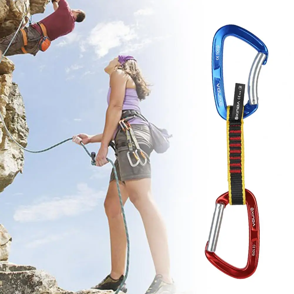 등산 전문 암벽 등반 Quickdraw 슬링 안전 잠금 장치 확장기 구부러진 카라비너 ??Mountaineer Outdoor Protect