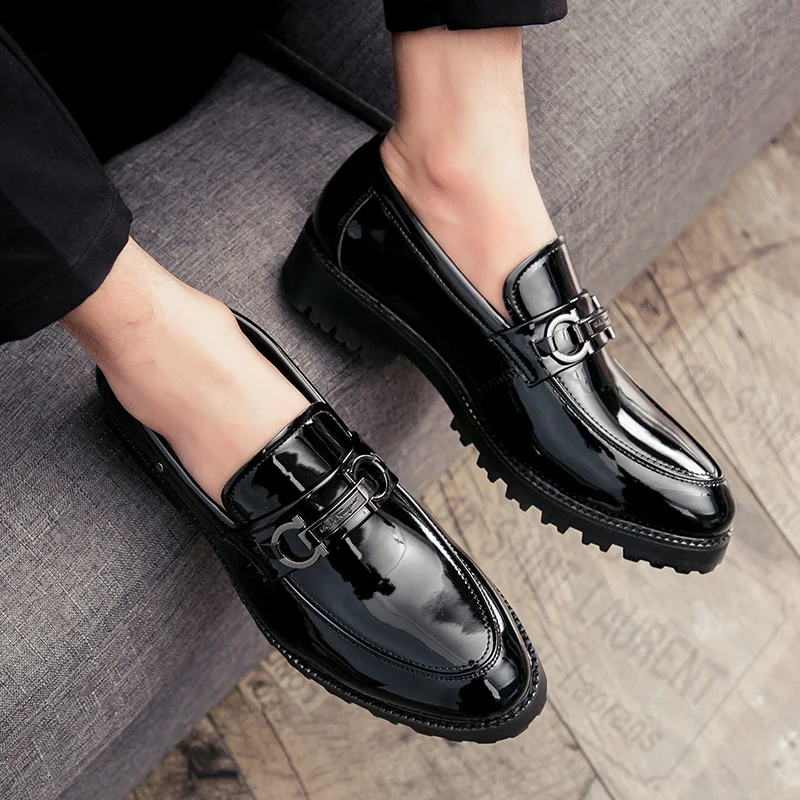 

patent leather shoes for men formal shoes men classic coiffeur italian loafers men party shoes wedding dress erkek ayakkabi bona