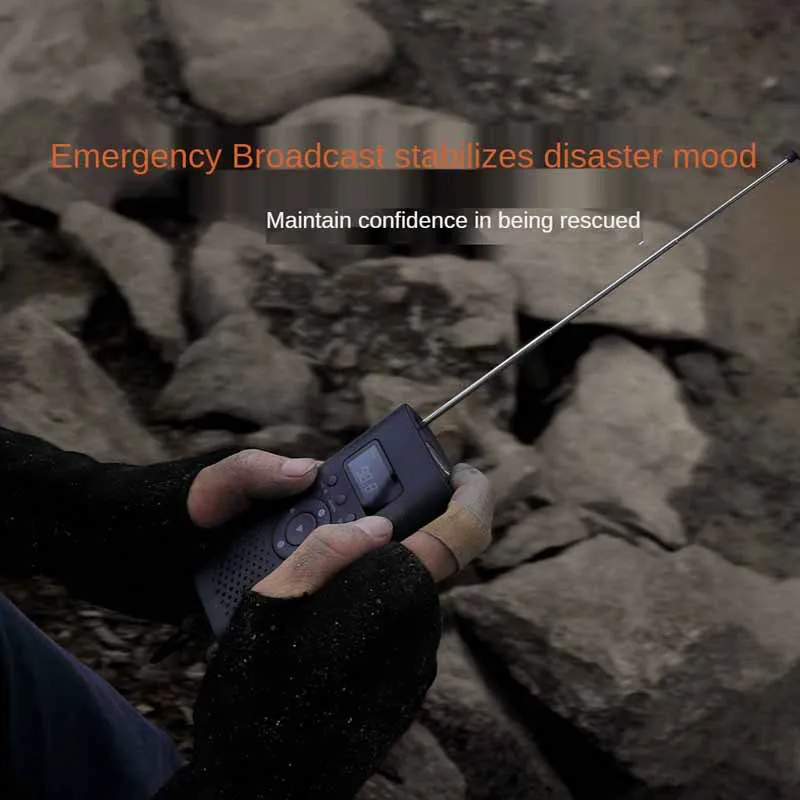 Radio de emergencia Receptor portátil de FM y AM Linterna Generador de energía manual Alerta de emergencia Luz láser Banco de energía de 4500 mAh 6 en 1_voghion.com