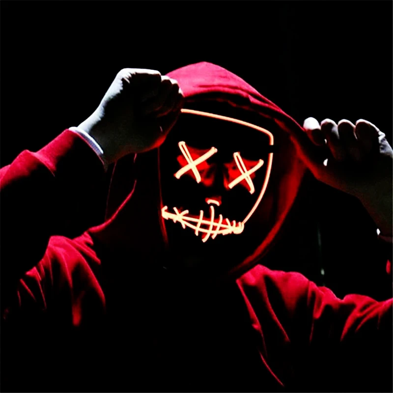 

New Halloween LED Mask Purge Masks Election Mascara Costume DJ Party Light Up Masks Glow In Dark 12 Colors Neon Masque Halloween