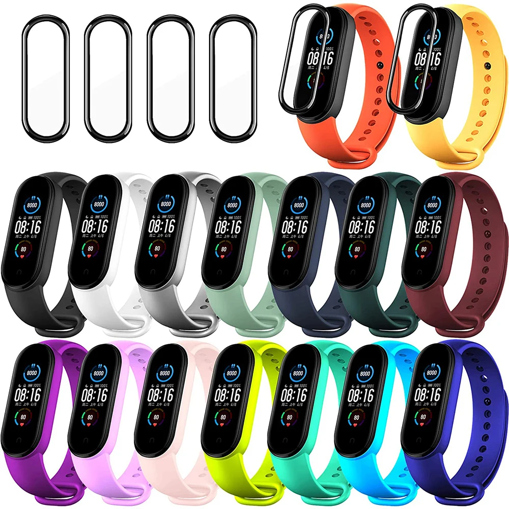 Замена ремешка + Защитная пленка для экрана Xiaomi Mi Band 5 6 NFC / Huami Amazfit браслет