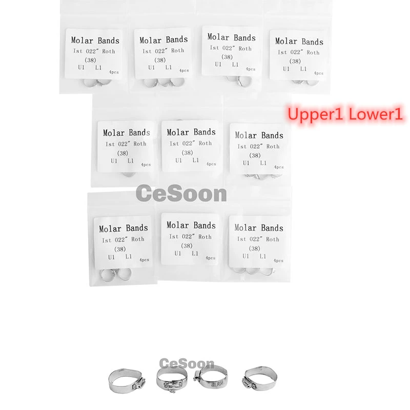 

Cesoon 10Packs Dental Orthodontic 1st Molar Bands Roth 022 Upper1 Lower1 Buccal Tube 35-40# Teeth Tool Dentist Ortho Materials