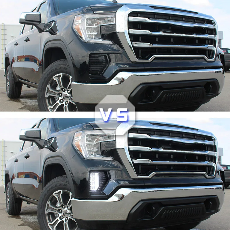 FULL LED Fog Light DRL Lamp w// Bezel Wiring Set Pair For 2019-20 GMC Sierra 1500