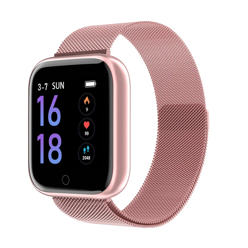 pink steel Водонепроницаемые Смарт-часы T80 VS Q9 P68 P70, часы-браслет, трекер фитнес-активности, монитор сердечного ритма, Мужские Женские умные часы - Цвет: pink steel
