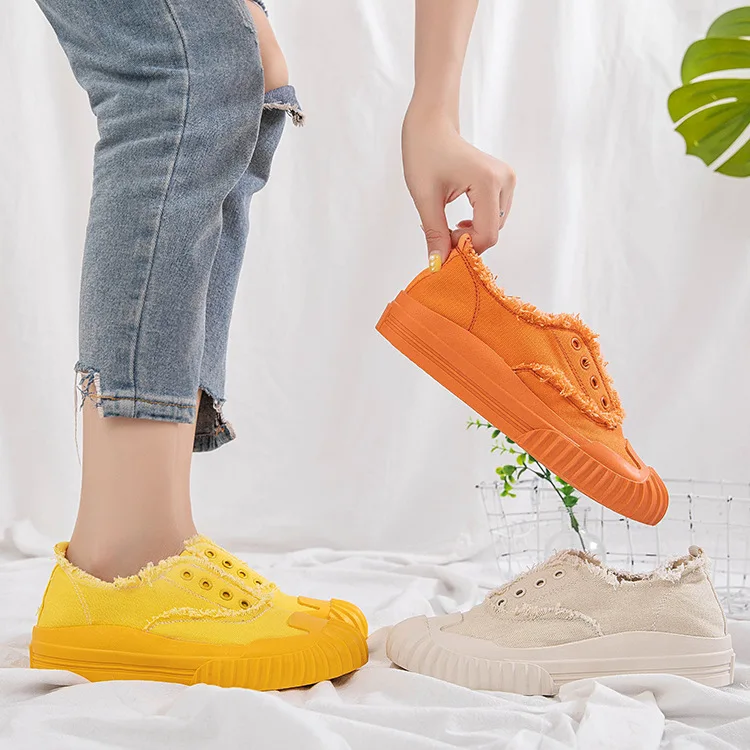 

Loafers Women's Slip-on Flat Top Shoes Summer Breathable Casual Shoes Comfortable Versatile Shoes Students Korean-style Canvas S