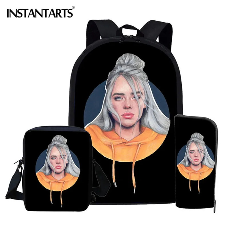 INSTANTARTS Billie Eilish рюкзак для девочки-подростка, американская королева, школьная сумка, детский набор, школьный рюкзак, школьная сумка для старшеклассника - Цвет: 4 (1)CED