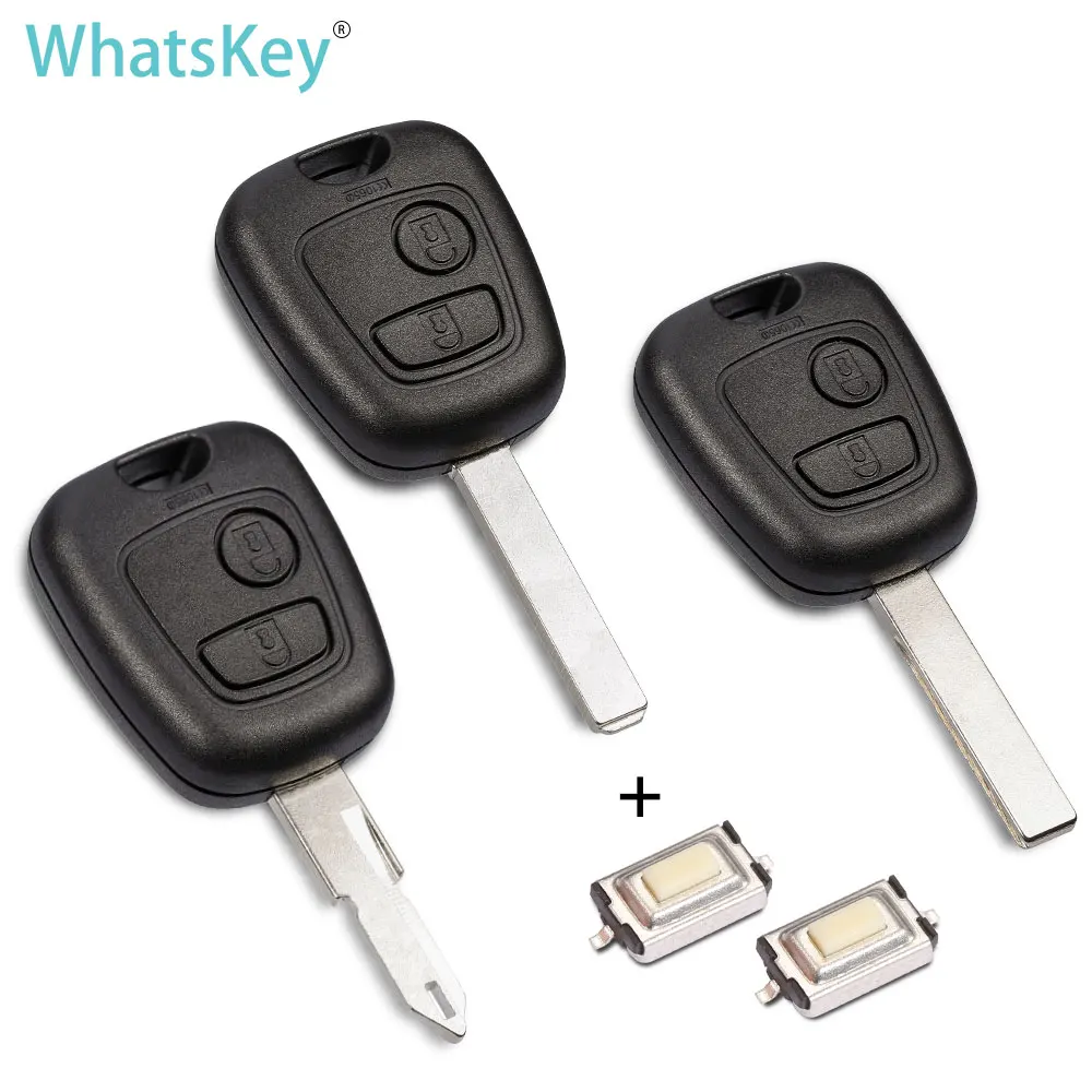 

WhatsKey 2 Buttons Remote Car Key Shell Case With 2 Switches For Peugeot 206 107 207 306 307 407 VA2/HU83/NE73 Blade For Citroen