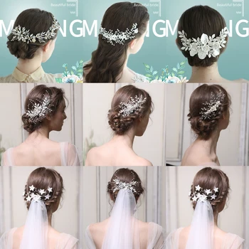 

Wedding Hair Accessories Bride Tiara Headband Rhinestone Flower Comb Clip Headpiece Silver Color Hair Jewelry Wedding Decoration