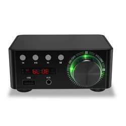 HIFI Bluetooth-compatible 5.0 Digital Power Audio Amplifier Board 50WX2 Stereo AMP Amplificador Home Theater USB TF Card Player