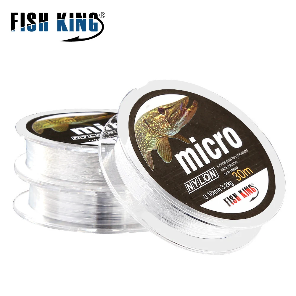FISH KING 30M MICRO Nylon Ice Fishing Line 0.08mm-0.25mm 2.9LB-12.5LB Extra Strong For Winter Ice fishing line fishing tackle