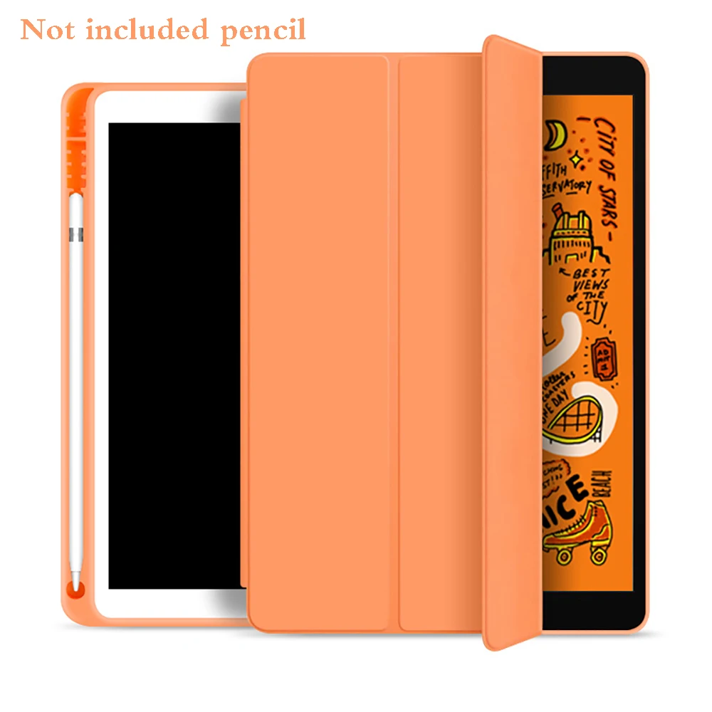 Чехол с карандашом для iPad AIR 3 10,5 A2153 A2123 A2152 A2154 из искусственной кожи, умный чехол с автоматическим пробуждением AIR 3, защитный чехол - Цвет: Оранжевый