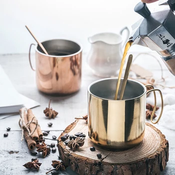 

Stainless Steel Coffee Mugs Cups Double-Wall with Handle Lid Travel Mug Camping Mugs Suit for Coffee Tea Beer Beverage W
