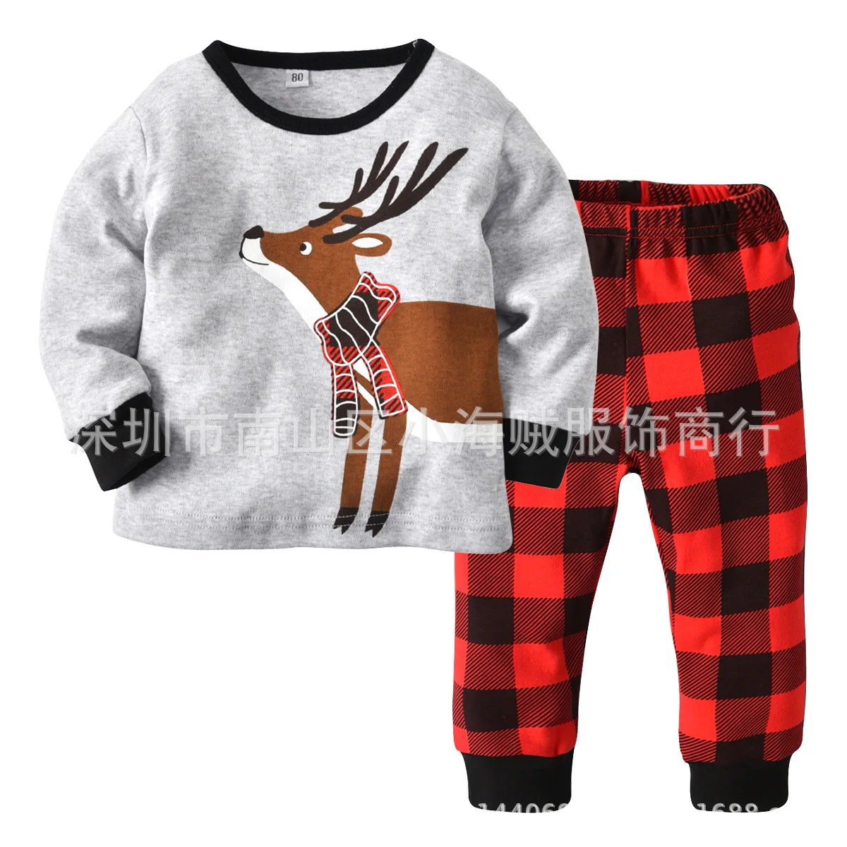 Oeak комплекты для детей, костюм со свитером и штанами, новые хлопковые топы с рисунком рождественского оленя с длинными рукавами, штаны, комплекты для маленьких мальчиков и девочек