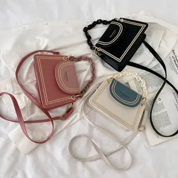 Cena Moda Kobiety Torba Na Ramię Z PU Wzór W Kratę Akrylowy łańcuch Torba Typu Messenger Na Zakupy, Podczas Aktywności Na świeżym Powietrzu Accessaries Materiały