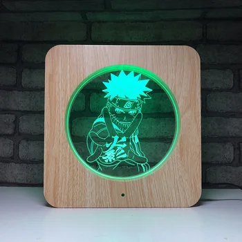 

Wooden Naruto LED RGB Night Light 7 Color Change Desk Light 480 Action Figure PVC Kids Toys Brinquedos Christmas Gift
