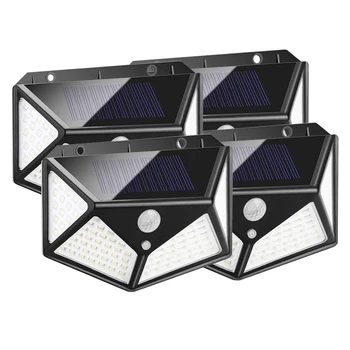 

4pcs 100 LED Solar Light Outdoor Solar Lamp Waterproof PIR Motion Sensor Powered Sunlight Street Light Garden Decoration