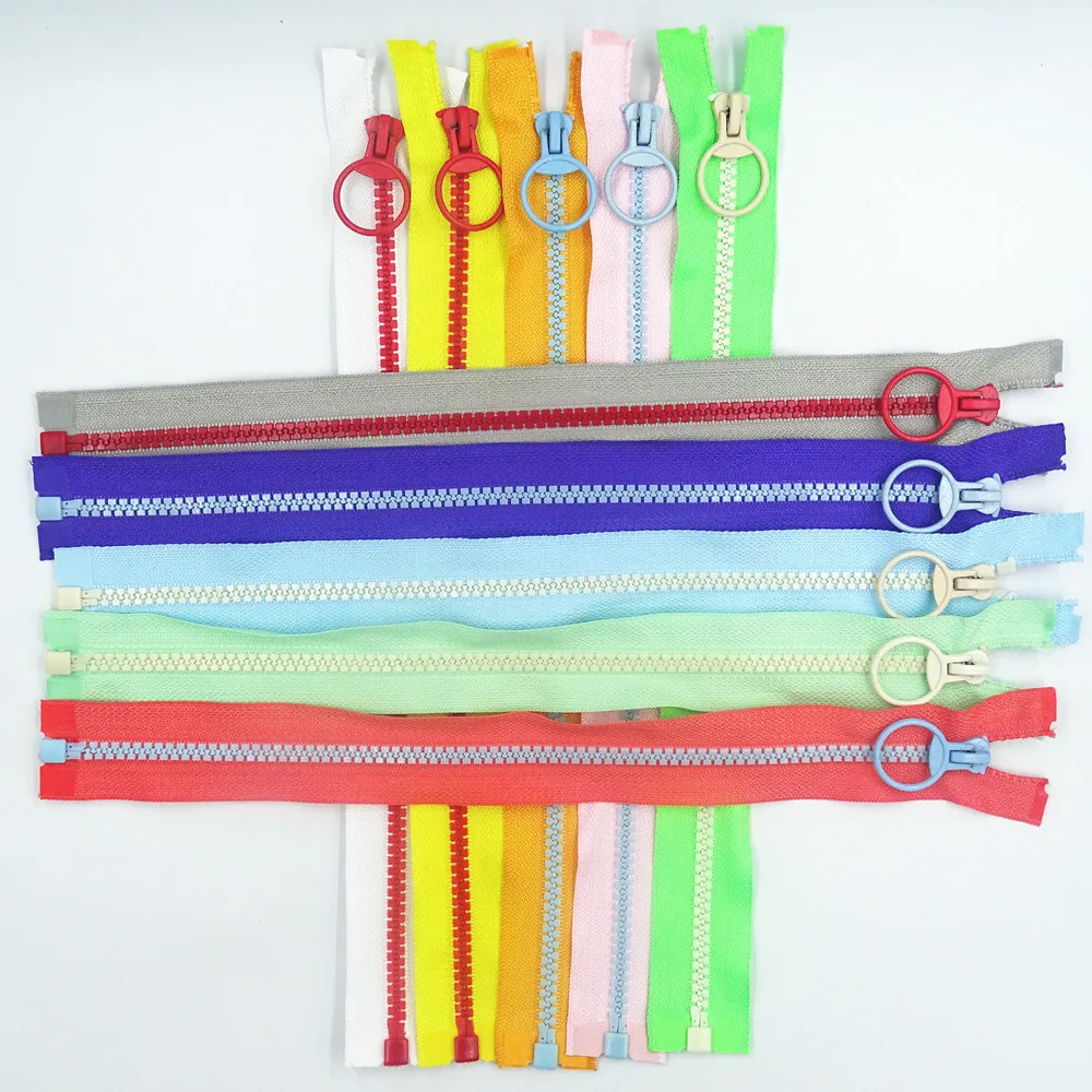 30Cm 5Pcs (12 Inch) Opening 5 Resin Zipper Pull Ring Zipper Head DIY