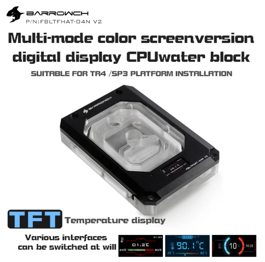 Deals  Barrowch FBLTFHAT-04N-V2 For AMD Ryzen Threadripper X399 Platform Blocks Digital Display Temperatur