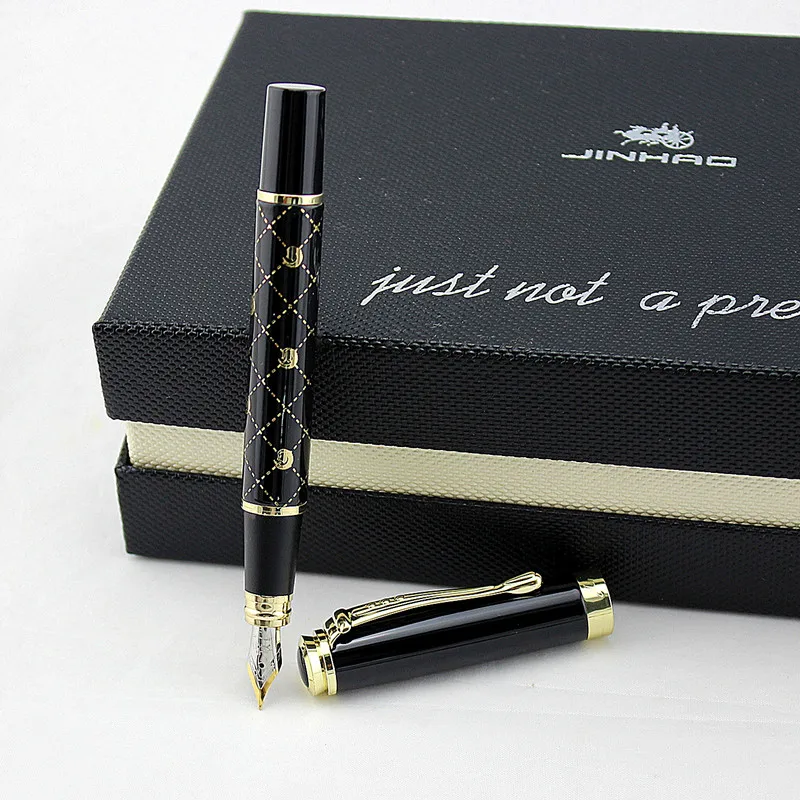 Jinhao 500 черная Золотая авторучка с резьбой 2 вида перьев 0,5 мм и 1,0 мм Высокое качество офисные принадлежности Подарочная чернильная ручка