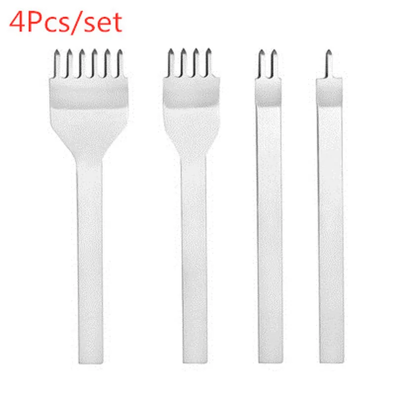 

4Pcs/set Leather Craft Tools Hole Punches Lacing Stitching Hand-stitched White Steel Linger Hiratsuka Prong Punch Punching Kits