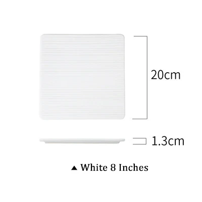 A1.White 8 Inches 8 дюймов, креативная плоская квадратная подушка, тарелка в японском стиле, керамическая тарелка для приготовления торта, десерта, вращающаяся тарелка, Западный поднос для стейка - Цвет: A1.White 8 Inches