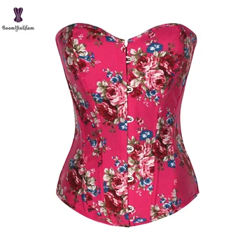 

Elastic Boned Party Wear Costume Lingerie Waist Shaper Rose Peinted Sexy Corset Bustier Top For Lady 850#