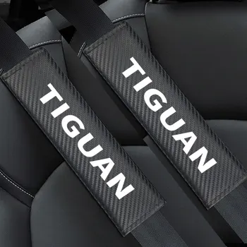 

2pcs Auto interior Carbon fiber Seat Belt Shoulders Pads Covers for Volkswagen VW Tiguan SHARAN Golf MK6 Polo Car accessories