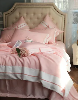 

2019 Spring New Style 60 Double-Sided Tencel Four-piece Set Summer Cool and Refreshing Silky Bare Sleeping Pink Bedding Article