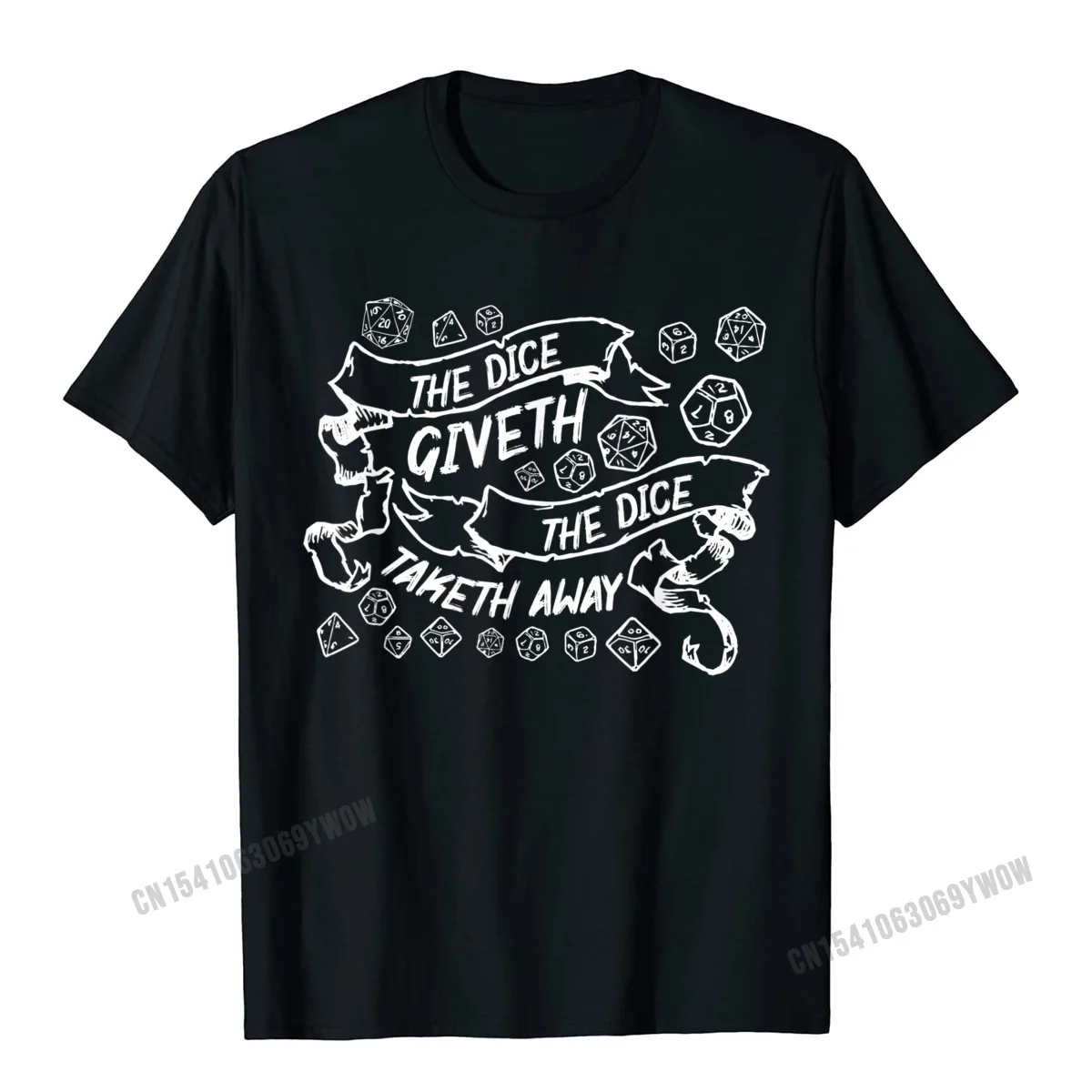 Crewneck Birthday Cotton Mens T Shirts Printed On Short Sleeve T Shirt New Arrival Geek Tees Free Shipping The Dice Giveth And Taketh Away Funny Dice Critical Hit Miss T-Shirt__921 black