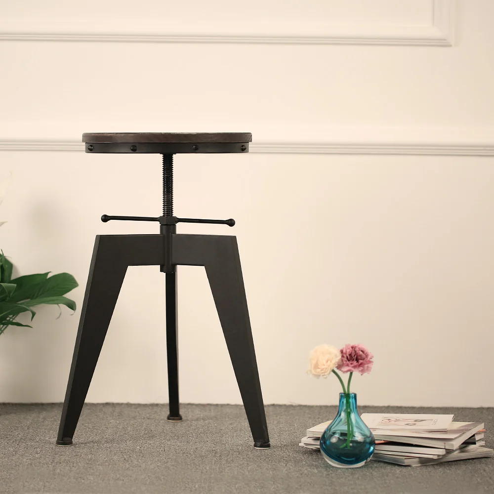 

iKayaa Bar Stools Modern Natural Pine Wood Top Swivel Kitchen Dining Seat Bar Stool Chair Height Adjustable Industrial Style