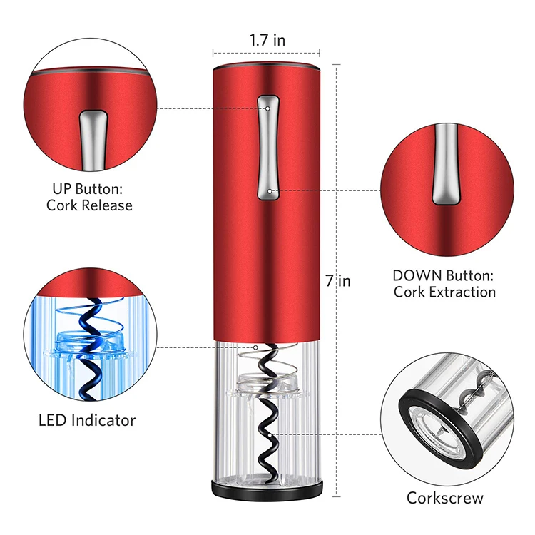 USB Rechargeable Stainless Steel automatic cordless wine bottle opener electric