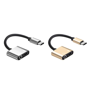 

2x Tinned copper core 2 In1 Type-C to 3.5mm Headphone Jack Adaptor/Connector Charger & Charge Adaptor Silver & Gold