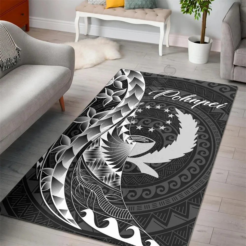 

Pohnpei Area Rug Polynesian Pattern Style Printed Bedroom Non-slip Floor Rug