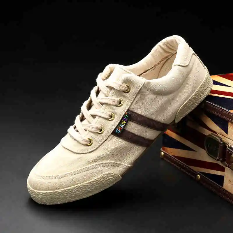 

Кроссовки мужские холщовые, Вулканизированная подошва, на шнуровке, Повседневная модная обувь, однотонные