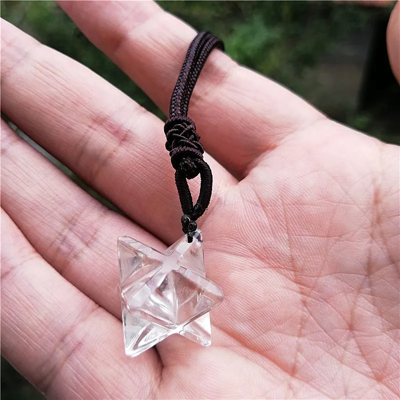 Natural stone quartz white crystal pendant pendulum merkaba pendants chakra pendule suspension healing 3