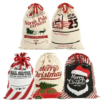 

Large Capacity Jumbo Canvas Christmas Bags Cotton Burlap Santa Xmas Personalize Present Bag