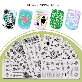 

BeautyBigBang Gel Nail Stamping Plates 6*12cm Flower Theme Nail Art Lace Series Rectangle Summer Series For Manicure XL-011