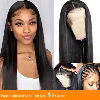 

13x4 Black Long Lace Front Synthetic Wig Silky Straight For Black Woman Natural Glueless Wig With Baby Hair Resistant Wig