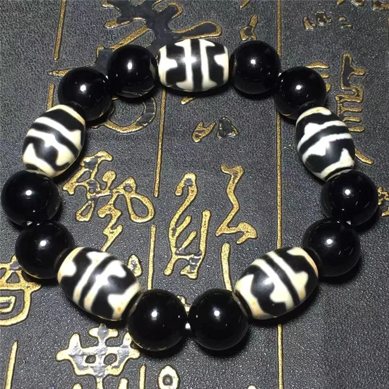 

New Arrival Bracelet with Double Tiger tooth Tibet Dzi beads Natural Agate Stone Fashion Bracelet for Men&Women Great Gifts