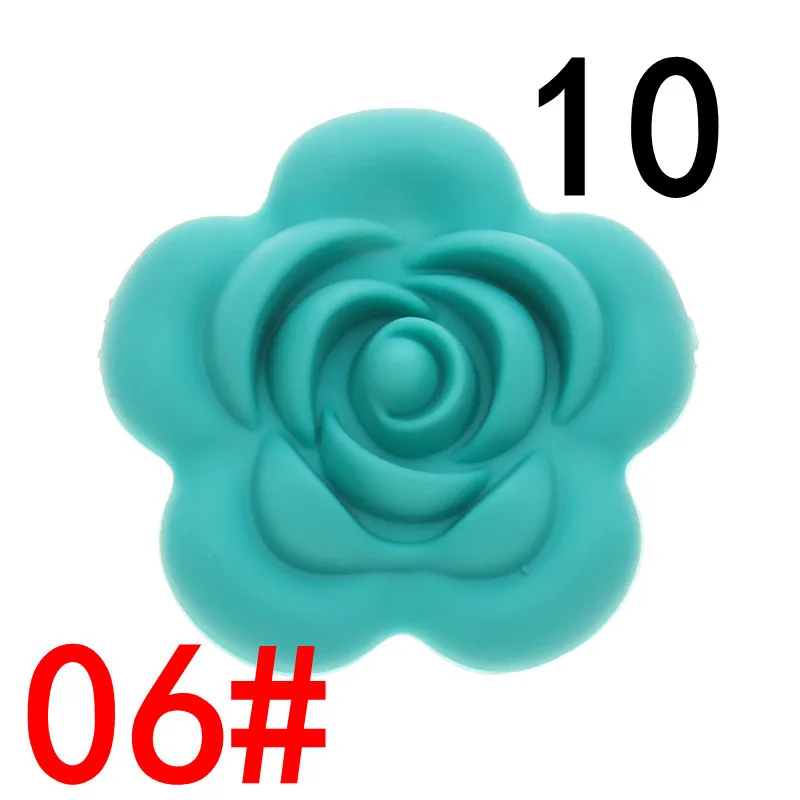 06 Turquoise ATOB 10 шт. Детские Прорезыватели для зубов цветок Детские Силиконовые Прорезыватели Bpa бесплатно Diy Уход за ребенком жевательное ожерелье из бисера кремния BPA бесплатно - Цвет: 06 Turquoise