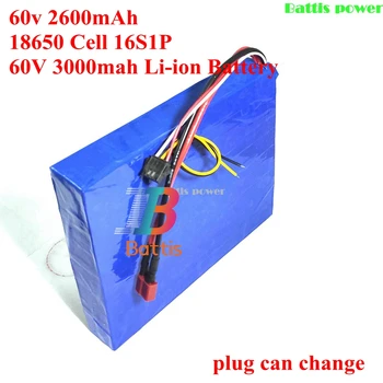 

60v 2600mAh 156wh 18650 Cell 16S1P 60V 3000mah 180wh Li-ion Battery Pack for Electric Wheelbarrow Scooter Unicycles Skateboard
