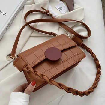 

Weave Strap Shoulder Bag For Women 2020 Fashion Crossbody Bag Hand Stone Pattern Small Handbag Purse Winter