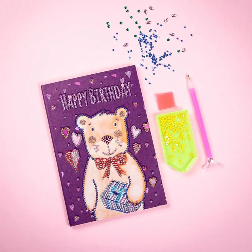5D A5 блокнот DIY мультфильм животное в форме алмазов картина дневник вышивка Алмазная вышивка крестиком Рождественский подарок LK039