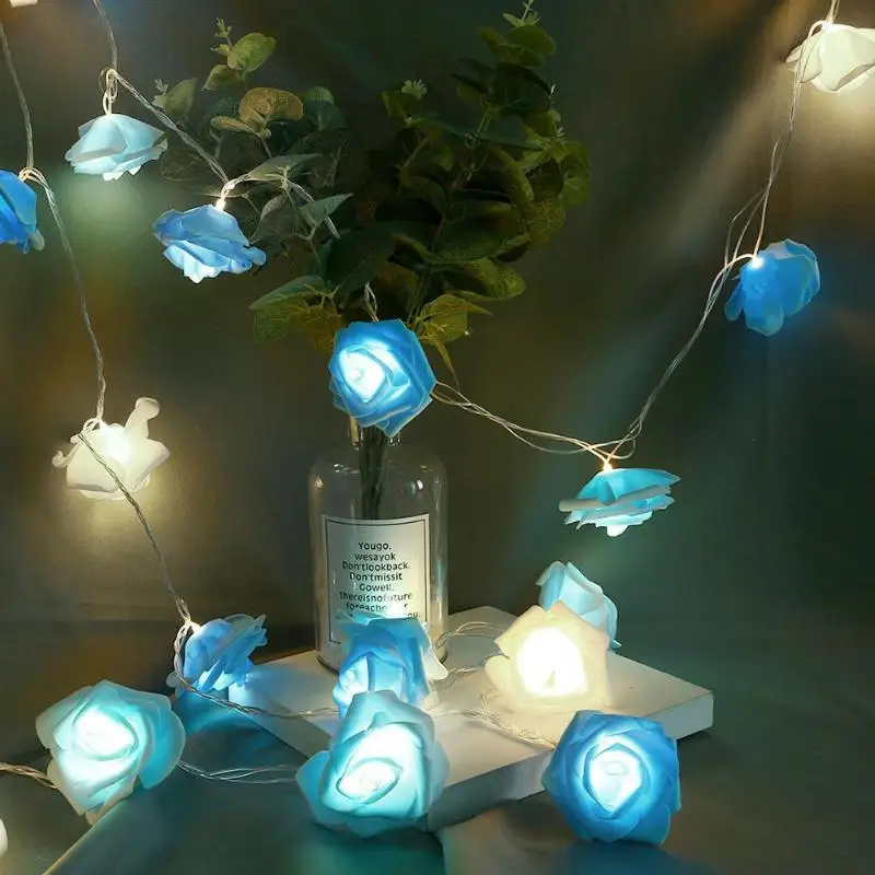 

20LED Rose Flower String Light Outdoor Fairy Lamp Wedding Holiday Party Decor EU
