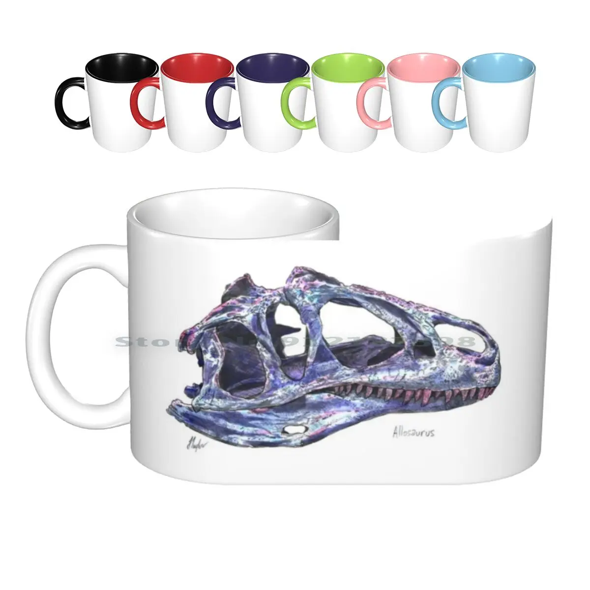 Allosaurus Skull Tazze In Ceramica Tazze Da Caffè Tazza Da Tè Al Latte Allosaurus Dinosaur Dinosaur Theropod Scheletro Di Teschio Di Grande Al Prefabb