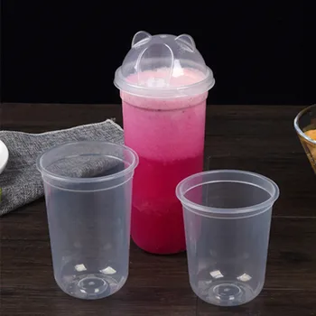 

50pcs High quality birthday party favors drink cup 500ml 700ml large transparent plastic cup packaging milk tea coffee juice cup