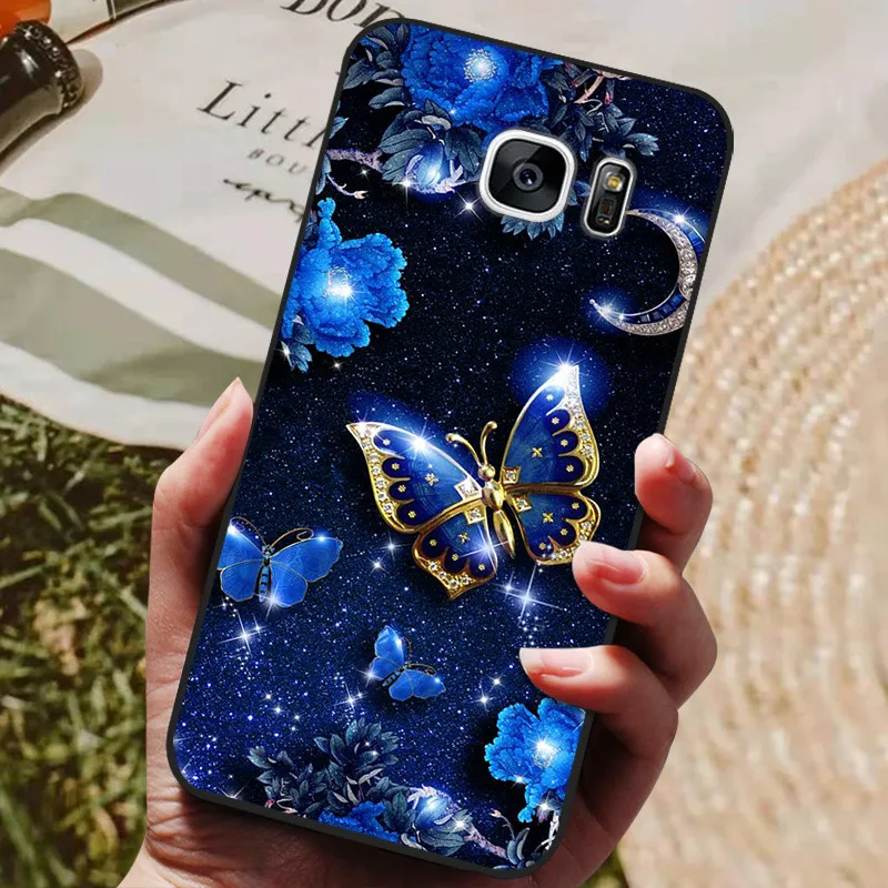 glass flip cover For Samsung Galaxy S7 Edge Silicone Case Cute Pattern Soft TPU Phone Cover For Samsung Galaxy S6 S7 S 7 Edge Back Cover Bumper phone carrying case Cases & Covers