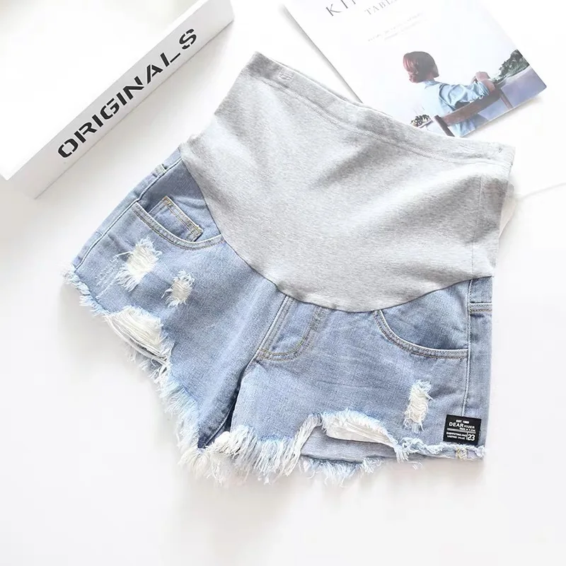 Maternity Clothes for Pregnant jeans Women Denim Shorts Pregnancy Jeans Low-Waisted Plus Size Loose Pants Wear outdoors - 4