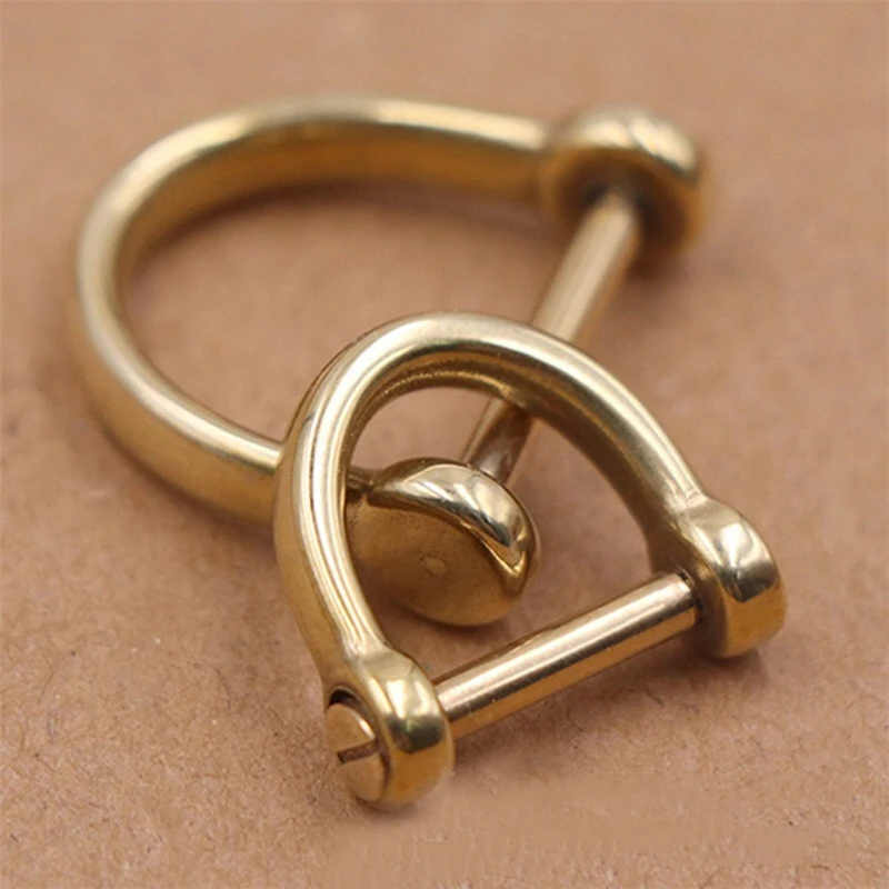 1 x Solid brass D shackle Clasp Metal Buckle Keychain Ring Hook screw pin joint Connecter Bag Strap Clasp Leathercraft Accessory