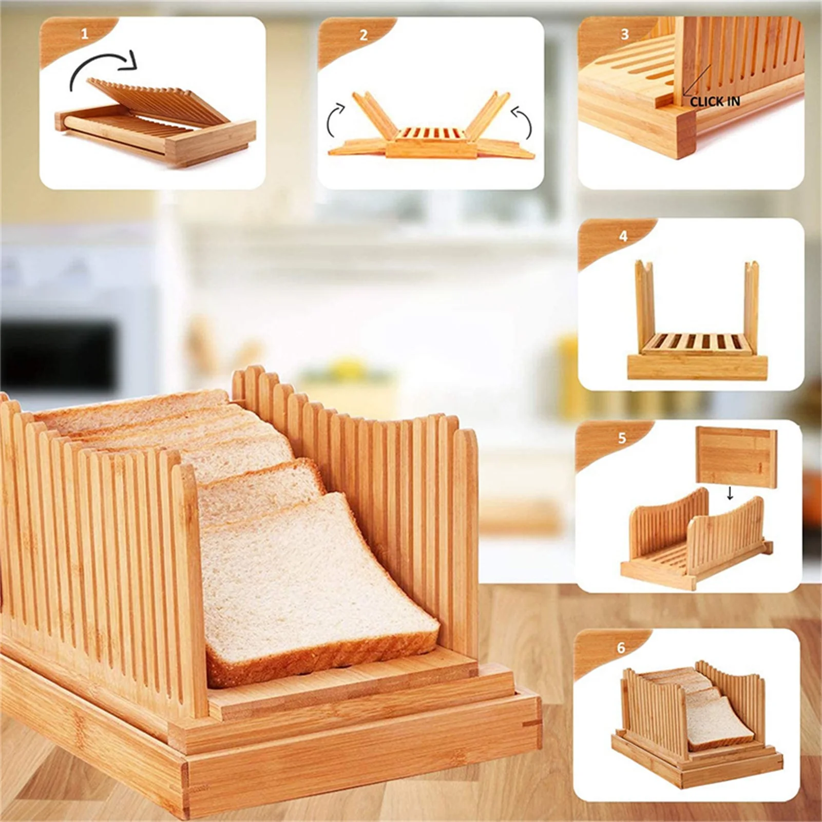 Bamboo Bread Slicer Cutting Guide Wood Bread Cutter For Homemade Bread  Cakes Foldable Bread Cutte With Crumbs Tray - AliExpress